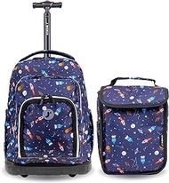 J World Lollipop Kids Rolling Backpack &amp; Lunch Bag Set for Elementary School. Carry-On Suitcase with Wheels