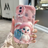 HP Phone Case For VIVO Y72 5G Y52 5G Y75s 5G Case Cute Rabbit Pattern Cesing Phone Case Cream Case S