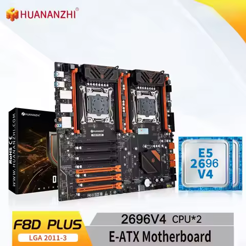 HUANANZHI X99 F8D PLUS LGA 2011-3 XEON X99 Motherboard with Intel XEON E5 2696 V4 *2 Combo Kit Set S