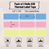 Phomemo D30 Label Maker Tape Black on Pink, Blue, Yellow Sticker Thermal Paper Self-Adhesive Label T