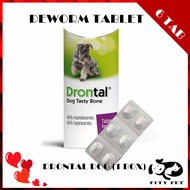 [ORIGINAL] Elanco Drontal Dog Tasty Bone Flavour Tablets Deworm Tablet / Ubat Cacing Anjing (6 Tab)