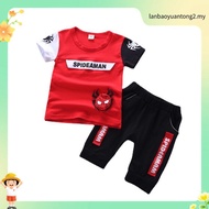 80-120 Baby Boys Two Piece Set Cartoon Spiderman Letter Printing Short Sleeved T-shirt+shorts Suit f