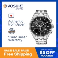 CITIZEN Solar AT2140-55E Eco Drive Chronograph Tachymeter Date Black Silver Stainless  Wrist Watch For Men from YOSUKI JAPAN / AT2140-55E (  AT2140 55E AT214055E AT21 AT2140- AT2140-5 AT2140 5 AT21405 )