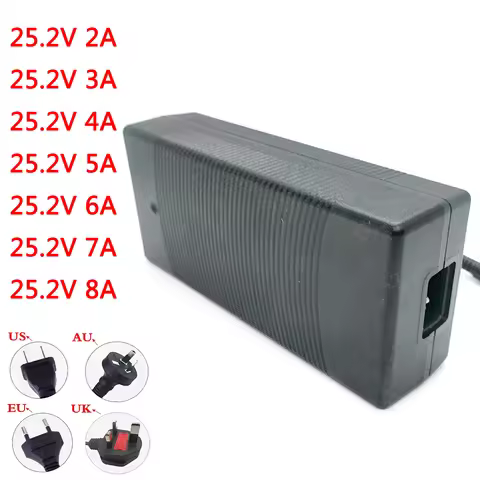 DC 25.2V 2A 3A 4A 5A 6A 7A 8A Three-stages Charger For 14500 14650 17490 18500 18650 26500 Polymer L