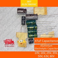 47uF Aluminum Electrolytic Capacitor 10v 16v 25v 35v 50v 63v 80v