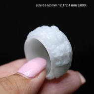White Dragon Carved Jade Ring Glass Texture size 61-62 mm