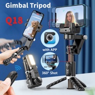 Q18 Gimbal Stabilizer, Desktop Follow-up Mode, Smartphone Selfie Stick with Fill Light for Smartphon