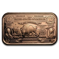 U.S. $10 Bison | 1 oz AVDP .999 Fine Cu Copper Bar (Made in United States) (Defects) 1oz