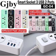 GJBY GC-04 Smart Socket Power Strip  / 3 USB 2 Port / Fast Charge / Uk plug