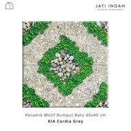 Keramik Lantai Motif Batu Rumput Emboss Matt 40x40 cm KIA Cordia Grey