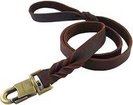 Leather Heavy-Duty Dog Leash, 3ft Upgrade Widen Clip Braided, Brown, 35 inches, Suitable for Medium 