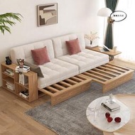 原木風沙發床摺疊兩用日式伸縮北歐實木小戶型簡約客廳多功能