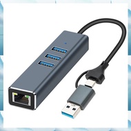 [W F S B] Docking Station 2 in 1 USB/USB-C 1Gbps Hub USB 3.0 HUB Gigabit to RJ45 1000Mbps Network Ca