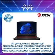 MSI GF66 KATANA I7-11800H/16GB 3200MHZ(8+8)/512GB SSD/RTX3070 8GB/15.6" FHD 144HZ/W10H/2YW/BLACK/SG BACKLIGHT RED KB