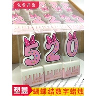 Bowknot Printed Number Birthday Candles Exquisite Cute Cartoon Party Supplies Atmosphere Whole Box60