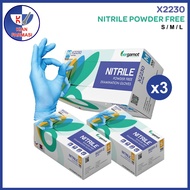 [Bundle of 3] Bergamot Nitrile Gloves Powder Free Examination Gloves 100's Blue