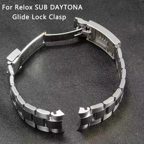 20mm Width 904L Solid Stainless Steel Watch Band Brushed Polished Oyster Bracelet Folding Buckle Gli