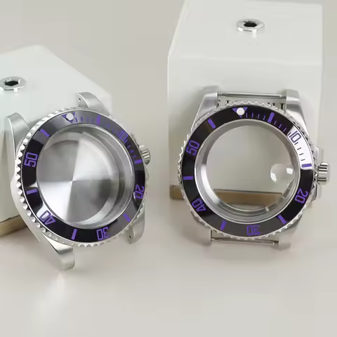 40mm Ceramic Bezel Silvery Watch Case Sapphire Crystal For SUB Seiko NH35 NH36 Miyota 8215 ETA 2824 