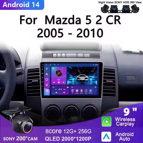 2K Incell Screen Android 14 For Mazda 5 2 CR 2005 - 2010 Car Player Navigation Head Unit Auto Radio 