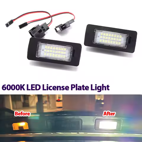 2PCS LED License Number Plate Light Lamps For Audi A1 A4 B8 4D 5D A5 S5 2D 5D A6 S6 For VW Golf Pass