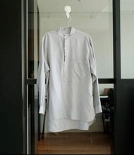COMOLI シルクストライプ プルオーバーシャツ 條紋罩衫