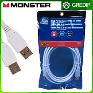 PUTIH Monster USB Cable 3.0 Male To Male 15 ft / 4.5m White Cable no. 5m High Speed Transfer Data Wh