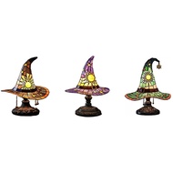 Resin Witch Hat Lamp Gothic Wizard Shape Lamp USB Powered Resin Witch Hat Light Ornament for Living 