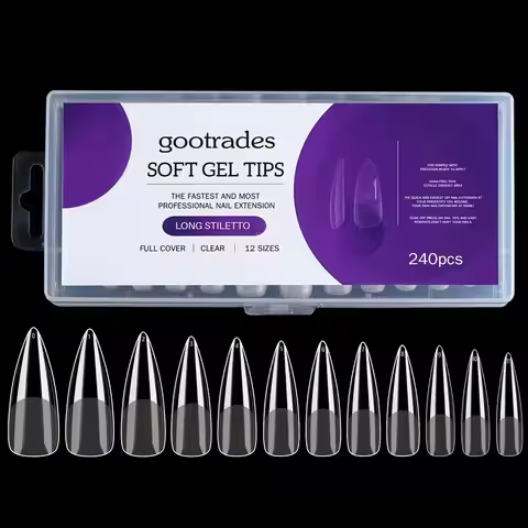 Clear Square/Almond/Stiletto/Coffin Shape Soft Gel Full Cover Nail Tips Gel Nail Tips Soft Gel Nail 