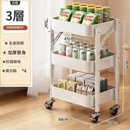 可折疊收納推車置物架 零食置物架 廚房置物架 衛生間移動置物架 落地手推收納架