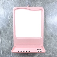 No-Drill Mirror Bathroom Makeup Mirror Wall-Mounted Mirror Storage Rack Wall-Mounted Mirror with Toi