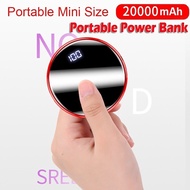 mobile power20000mAh Portable Mini Power Bank Mirror Screen Phone Charger Powerbank LED Digital 2.