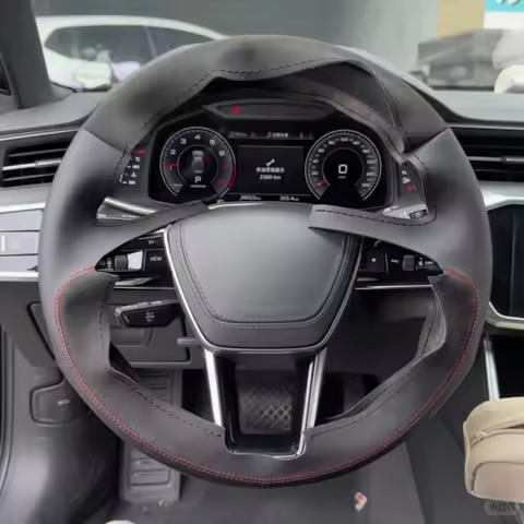 Custom Car Steering Wheel Cover For Audi A6 S6 C8/4K A7 4K8 2018-2022 A8 S8 D5/4N 2022 Suede Leather
