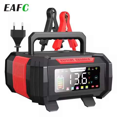 EAFC 15A/8A Car Battery Charger 12V/24V 9-Stage Adaptive Charger Lead-Acid AGM GEL LiFePO4 Chargers