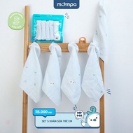 Mompa baby milk towels Set of 5 pieces 30x30cm Bamboo Bamboo fiber fabric, soft, smooth, elastic and