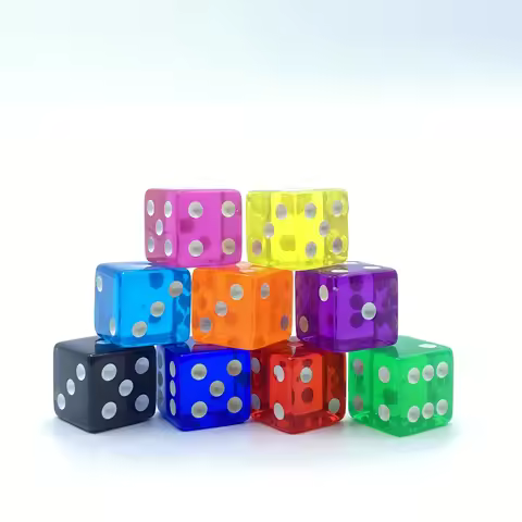 9Pcs/Set 19 mm 9 Colors Translucent D6 Dice Pack Dice, Square w/Rounded Edge for Casino Craps Gift R