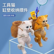 Fish Tank Landscaping Cat Backpack Tank Side Hanging Ornaments Aquarium Desk Creative Cute Decoratio