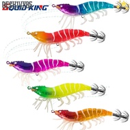 GESH1VX65 Squid Jig, 105mm 11g/80mm 7g Webfoot Slow Sinking Lure, Wobbler Wood Shrimp Luminous Horiz