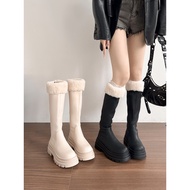 B. b.Best-Selling White Furry Boots Women Autumn Winter 2025 New Small Thick-Soled Western Style Thi