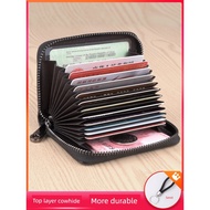 wallet lelaki dompet Men Women First Layer Cowhide Bank Zipper Card Holder
