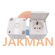 JAKMAN Waterproof IP44 Socket OB Outbow Socket with Waterproof Cover, SNI Quality
