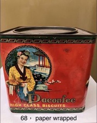 68 懷舊 60年代 鐵罐 太平餅乾 paconfec 高級餅乾 香港製造 美女封面 罕有 用彩紙包住餅罐 賀年糖果餅乾