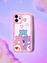 ROMWE X Care Bears 彩虹心心熊熊印製粉紅手機殼,適用於iphone12 13 14系列,保護套