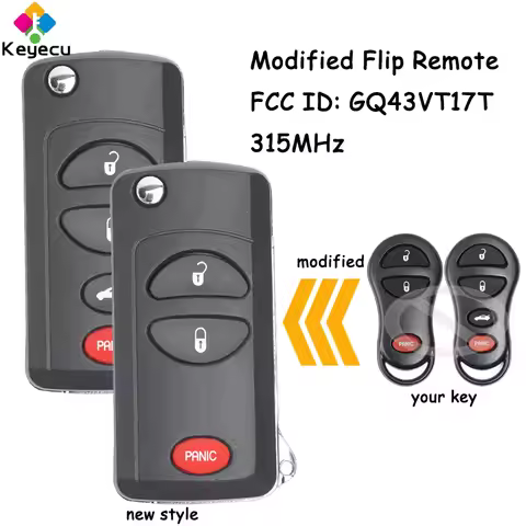 KEYECU Modified Flip Remote Car Key With 3 4 Buttons for Chrysler Voyager Town & Country for Dodge C