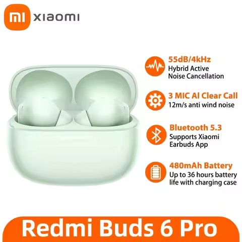Xiaomi Redmi Buds 6 Pro TWS Earphones 3MIC AI 55dB Active Noise Cancellation Bluetooth 5.3 36 Hours 