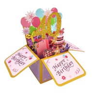 Black Golden Happy Birthday Pop Up Card 18th/30th/40th/50th/60th Birthday Card With Note Envelope Ad