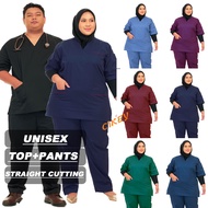 4XL-7XL Plus Size Medical Scrub Suit Baju Scrub 4XL 5XL 6XL 7XL XS