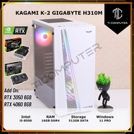 KAGAMI K-2 GIGABYTE H310M Intel Core i5-8500 16GB DDR4 RAM 512GB SATA SSD RTX 4060 8GB GPU Custom De