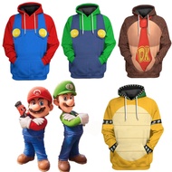 Super Mario Bros Series Children's Clothing Hoodies Mario Bros Luigi Bowser Cosplay Sweatshirt 3D Anime Print Tops