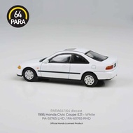 Para64 1/64 1995 Honda Civic Coupe EJ1 – White PA55765 Diecast Scale Model Car