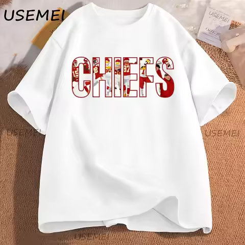 KC Chiefs Kansas City Football T Shirt Men Women Chiefs T-shirt Unisex Cotton Short Sleeve Retro Sty